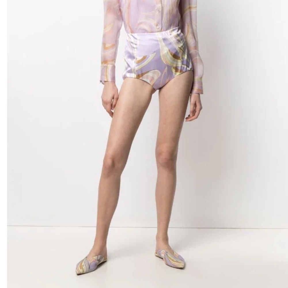 Emilio Pucci Vortici-Print Silk-Blend Shorts - Picture 2 of 6